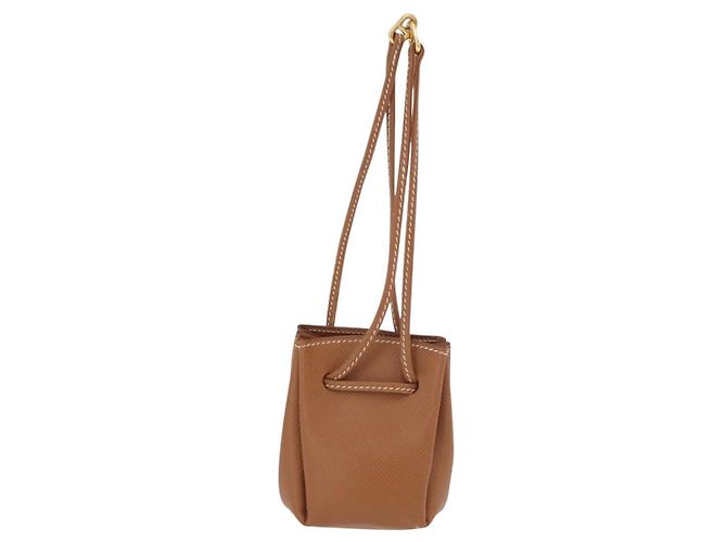 Hermès Pochette HERMES Vespa in pelle marrone oro Auth 177067A D'oro - vista 2