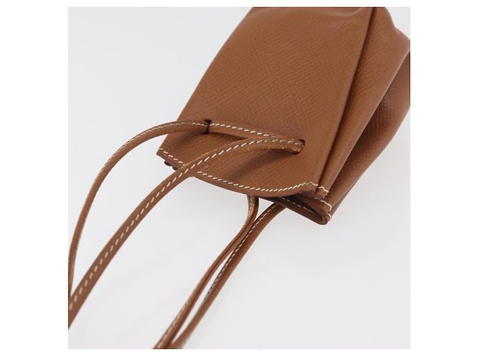 Hermès Pochette HERMES Vespa in pelle marrone oro Auth 177067A D'oro - vista 6