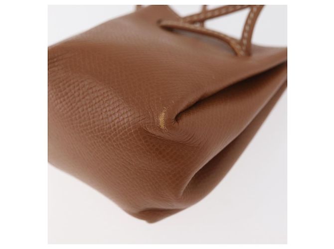 Hermès Pochette HERMES Vespa in pelle marrone oro Auth 177067A D'oro - vista 9