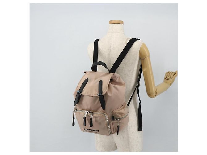Zaino BURBERRY Nylon Rosa Argento Auth bs35010 - vista 27