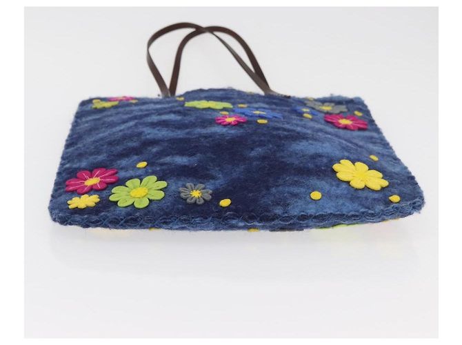 Borsa Tote FENDI in lana blu Auth 176743V - vista 5