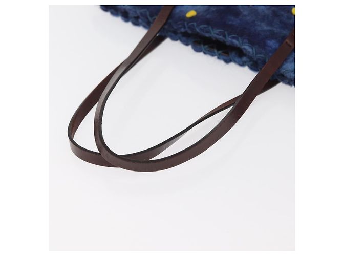 Borsa Tote FENDI in lana blu Auth 176743V - vista 7