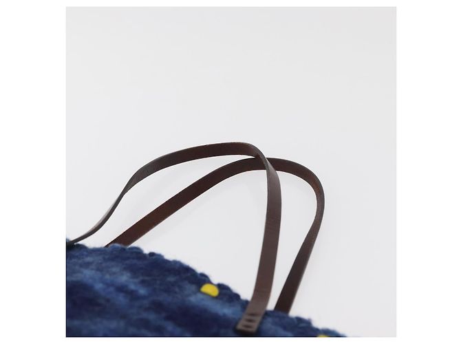Borsa Tote FENDI in lana blu Auth 176743V - vista 8