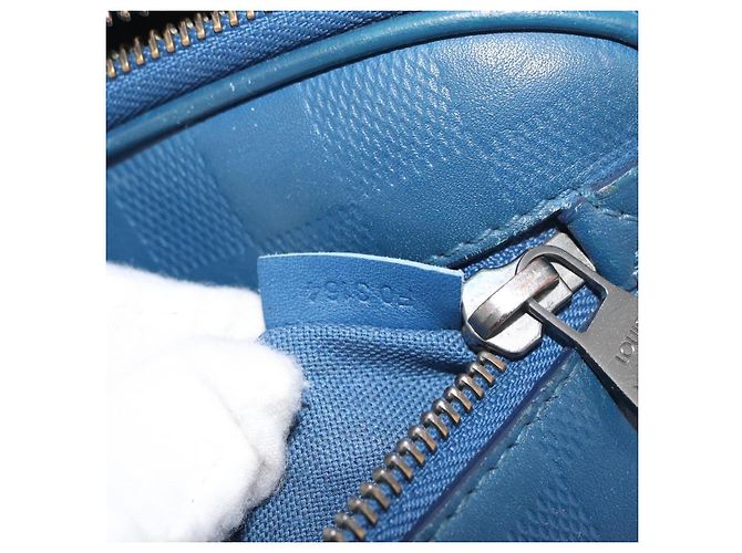 LOUIS VUITTON Damier Infini Ambreil Bag Leather Blue N41354 LV Auth 178019A - vista 12