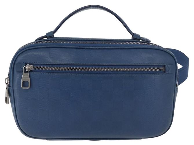 LOUIS VUITTON Damier Infini Ambreil Bag Leather Blue N41354 LV Auth 178019A - vista 13