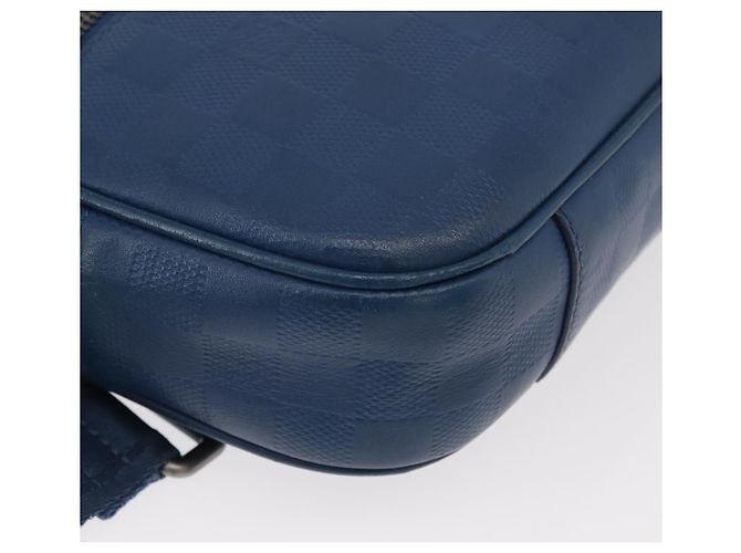 LOUIS VUITTON Damier Infini Ambreil Bag Leather Blue N41354 LV Auth 178019A - vista 16
