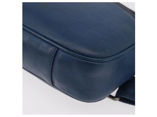 LOUIS VUITTON Damier Infini Ambreil Bag Leather Blue N41354 LV Auth 178019A - vista 17