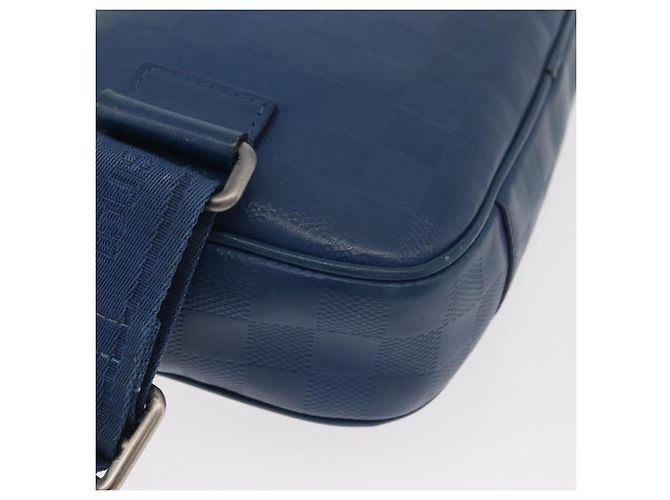 LOUIS VUITTON Damier Infini Ambreil Bag Leather Blue N41354 LV Auth 178019A - vista 18