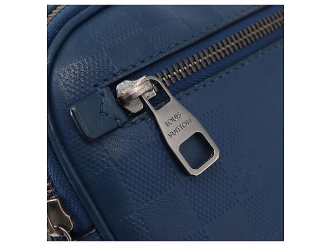 LOUIS VUITTON Damier Infini Ambreil Bag Leather Blue N41354 LV Auth 178019A - vista 20