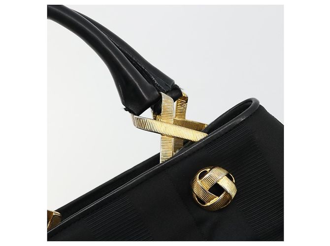Borsa Salvatore Ferragamo in nylon nero e oro Auth BA12422 D'oro - vista 10