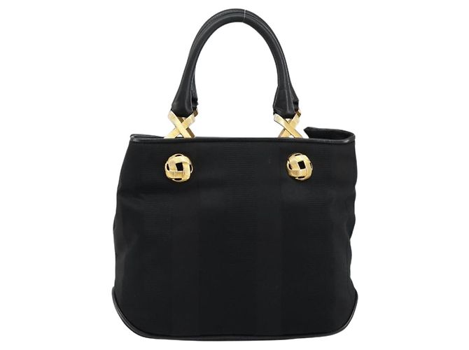 Borsa Salvatore Ferragamo in nylon nero e oro Auth BA12422 D'oro - vista 13