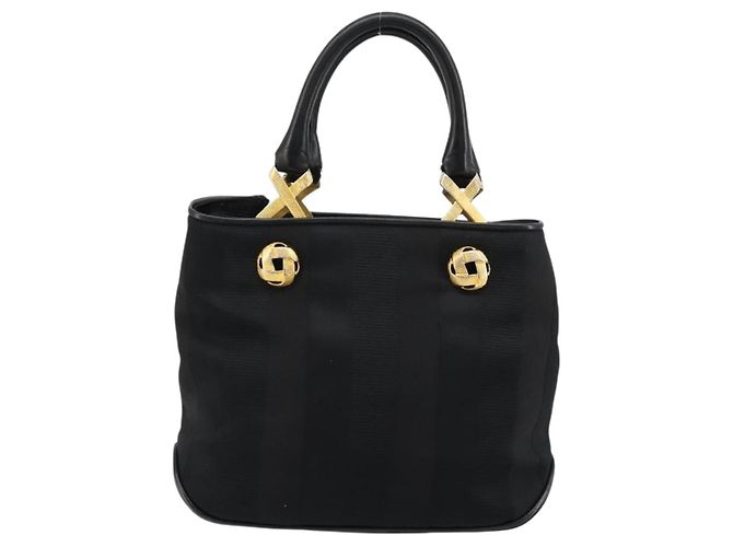 Borsa Salvatore Ferragamo in nylon nero e oro Auth BA12422 D'oro - vista 2