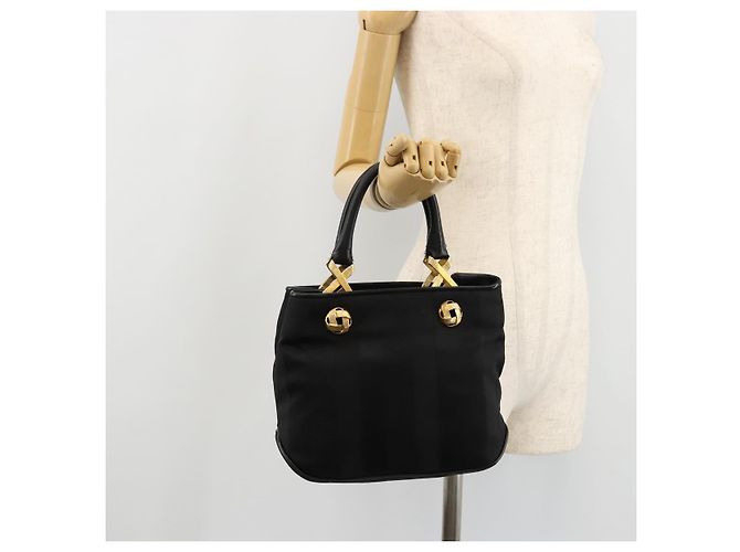 Borsa Salvatore Ferragamo in nylon nero e oro Auth BA12422 D'oro - vista 21