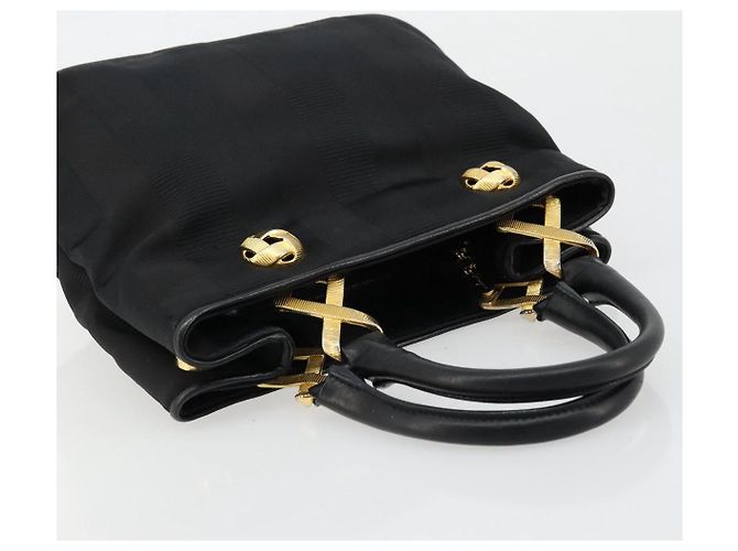 Borsa Salvatore Ferragamo in nylon nero e oro Auth BA12422 D'oro - vista 6