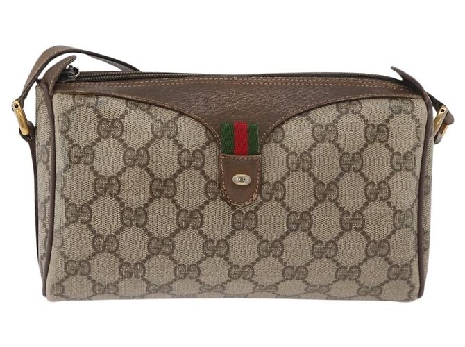 Borsa GUCCI GG Supreme Web Sherry Line in PVC Beige Oro 89 02 018 Auth bs34932 D'oro - vista 13