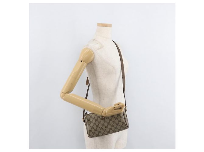 Borsa GUCCI GG Supreme Web Sherry Line in PVC Beige Oro 89 02 018 Auth bs34932 D'oro - vista 20