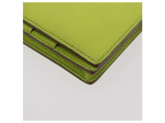 Hermès Portafoglio HERMES Bearn Soufflet in pelle verde Auth BA12491A - vista 14
