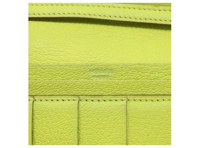 Hermès Portafoglio HERMES Bearn Soufflet in pelle verde Auth BA12491A - vista 17