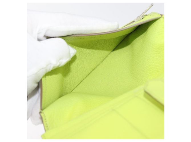 Hermès Portafoglio HERMES Bearn Soufflet in pelle verde Auth BA12491A - vista 18