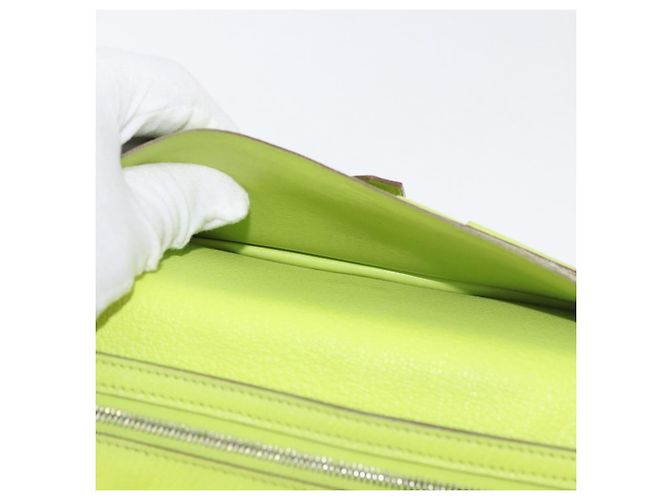 Hermès Portafoglio HERMES Bearn Soufflet in pelle verde Auth BA12491A - vista 19