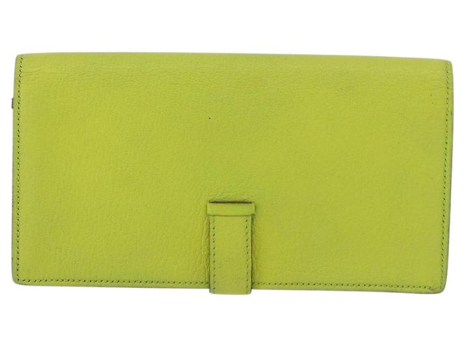 Hermès Portafoglio HERMES Bearn Soufflet in pelle verde Auth BA12491A - vista 2
