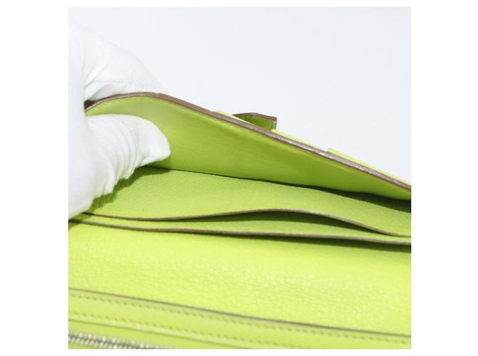 Hermès Portafoglio HERMES Bearn Soufflet in pelle verde Auth BA12491A - vista 20