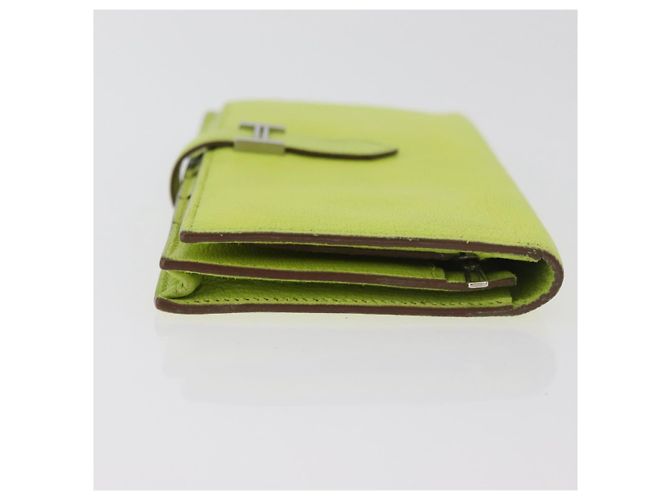 Hermès Portafoglio HERMES Bearn Soufflet in pelle verde Auth BA12491A - vista 3
