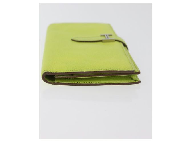 Hermès Portafoglio HERMES Bearn Soufflet in pelle verde Auth BA12491A - vista 4