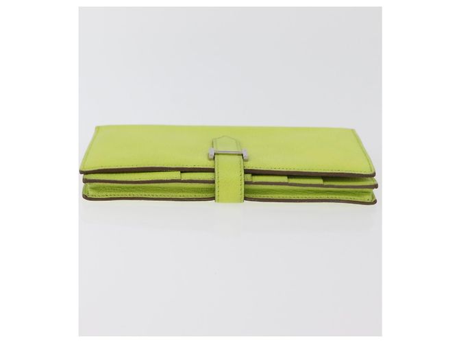 Hermès Portafoglio HERMES Bearn Soufflet in pelle verde Auth BA12491A - vista 6