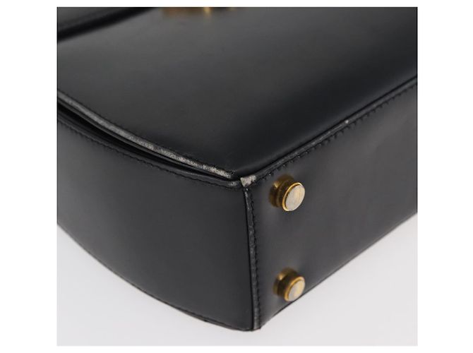 Salvatore Ferragamo Gancini Hand Bag Leather 2way Black Gold Auth 177018 Golden - view 10