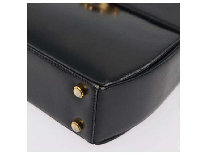 Salvatore Ferragamo Gancini Hand Bag Leather 2way Black Gold Auth 177018 Golden - view 16