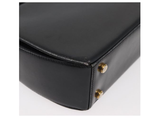 Salvatore Ferragamo Gancini Hand Bag Leather 2way Black Gold Auth 177018 Golden - view 17