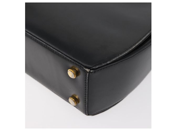 Salvatore Ferragamo Gancini Hand Bag Leather 2way Black Gold Auth 177018 Golden - view 18