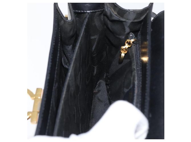 Salvatore Ferragamo Gancini Hand Bag Leather 2way Black Gold Auth 177018 Golden - view 22