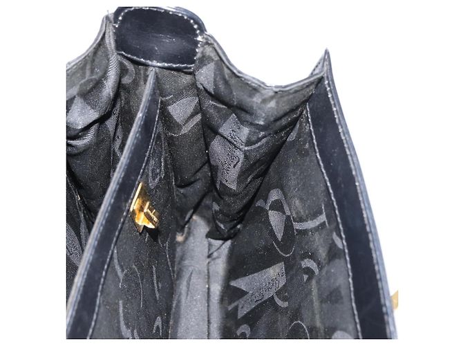 Salvatore Ferragamo Gancini Hand Bag Leather 2way Black Gold Auth 177018 Golden - view 25