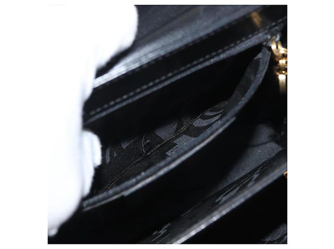 Salvatore Ferragamo Gancini Hand Bag Leather 2way Black Gold Auth 177018 Golden - view 27