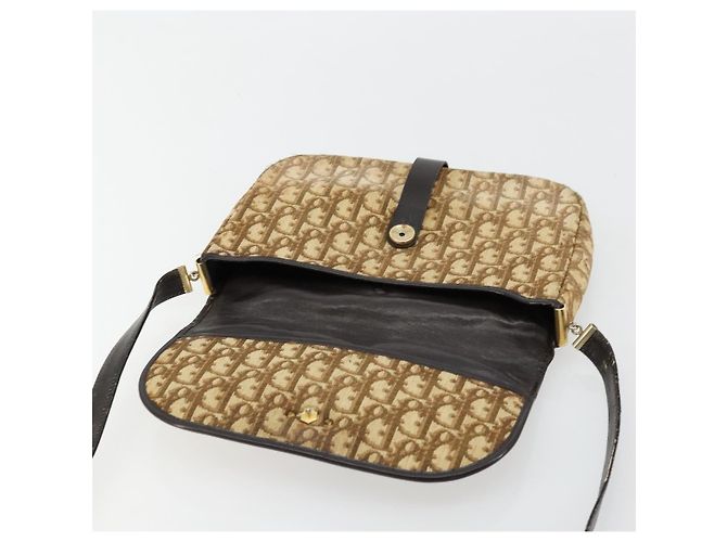 Borsa a tracolla Christian Dior Trotter Canvas Marrone Oro Auth 177851 D'oro - vista 11