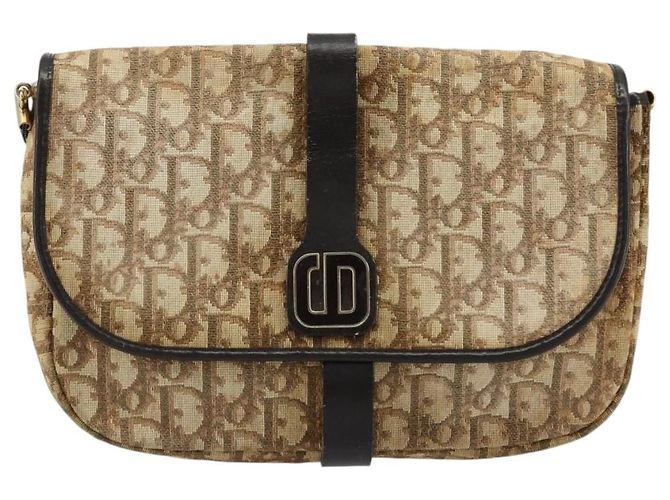 Borsa a tracolla Christian Dior Trotter Canvas Marrone Oro Auth 177851 D'oro - vista 13