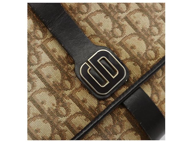 Borsa a tracolla Christian Dior Trotter Canvas Marrone Oro Auth 177851 D'oro - vista 17