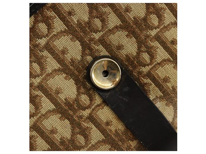 Borsa a tracolla Christian Dior Trotter Canvas Marrone Oro Auth 177851 D'oro - vista 18