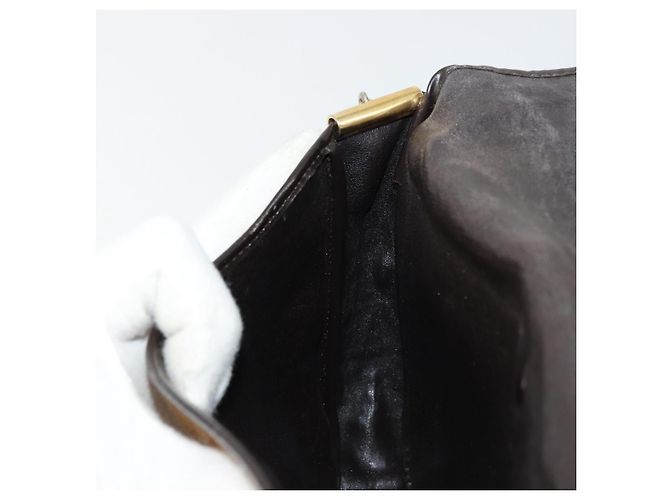 Borsa a tracolla Christian Dior Trotter Canvas Marrone Oro Auth 177851 D'oro - vista 21