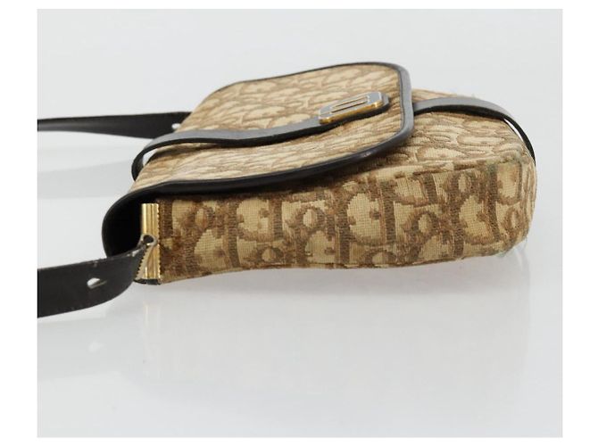 Borsa a tracolla Christian Dior Trotter Canvas Marrone Oro Auth 177851 D'oro - vista 4