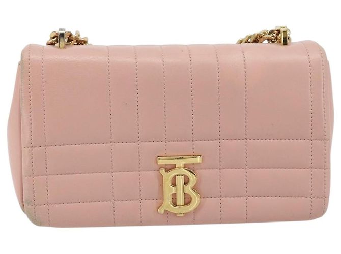 Borsa a Spalla con Catena BURBERRY in Pelle Rosa Oro Auth 177331A D'oro - vista 13