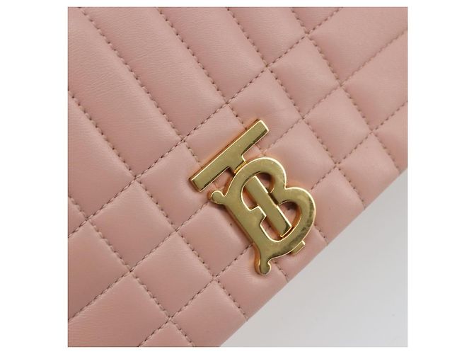 Borsa a Spalla con Catena BURBERRY in Pelle Rosa Oro Auth 177331A D'oro - vista 17