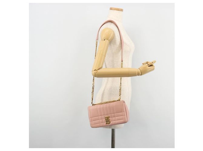 Borsa a Spalla con Catena BURBERRY in Pelle Rosa Oro Auth 177331A D'oro - vista 23