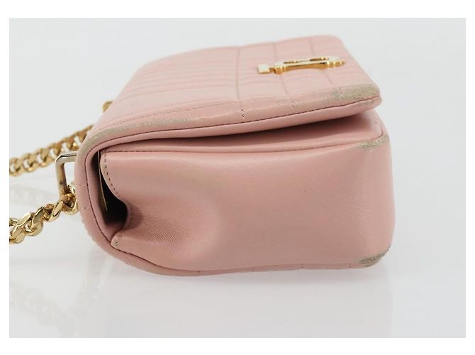 Borsa a Spalla con Catena BURBERRY in Pelle Rosa Oro Auth 177331A D'oro - vista 4