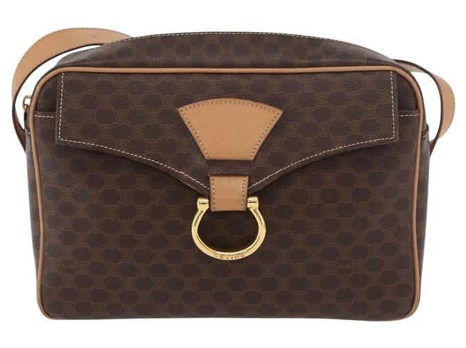 Céline CELINE Macadam Canvas Schultertasche PVC Leder Braun Gold Authentisch am11493A Golden - Ansicht 13