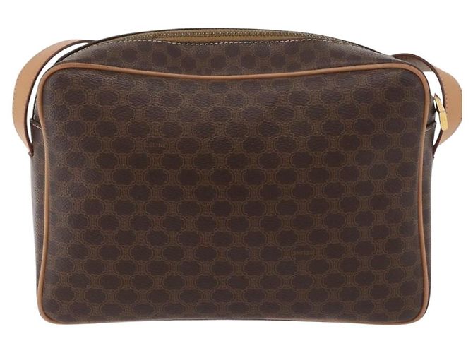 Céline CELINE Macadam Canvas Schultertasche PVC Leder Braun Gold Authentisch am11493A Golden - Ansicht 2
