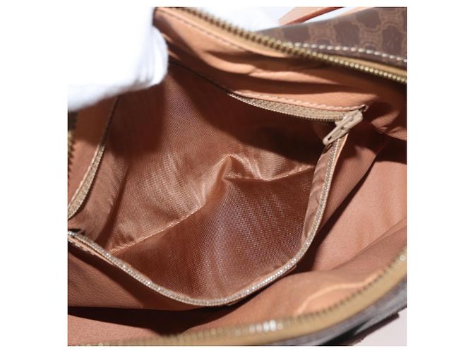 Céline CELINE Macadam Canvas Schultertasche PVC Leder Braun Gold Authentisch am11493A Golden - Ansicht 22