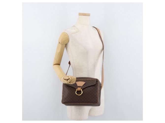 Céline CELINE Macadam Canvas Schultertasche PVC Leder Braun Gold Authentisch am11493A Golden - Ansicht 24